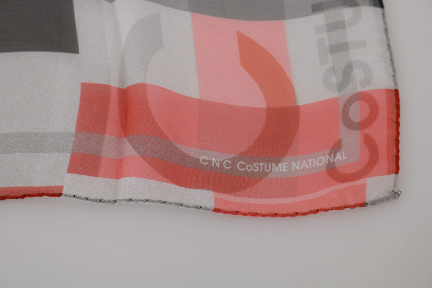 Costume National Gray Red 100% Silk Branded  Scarf