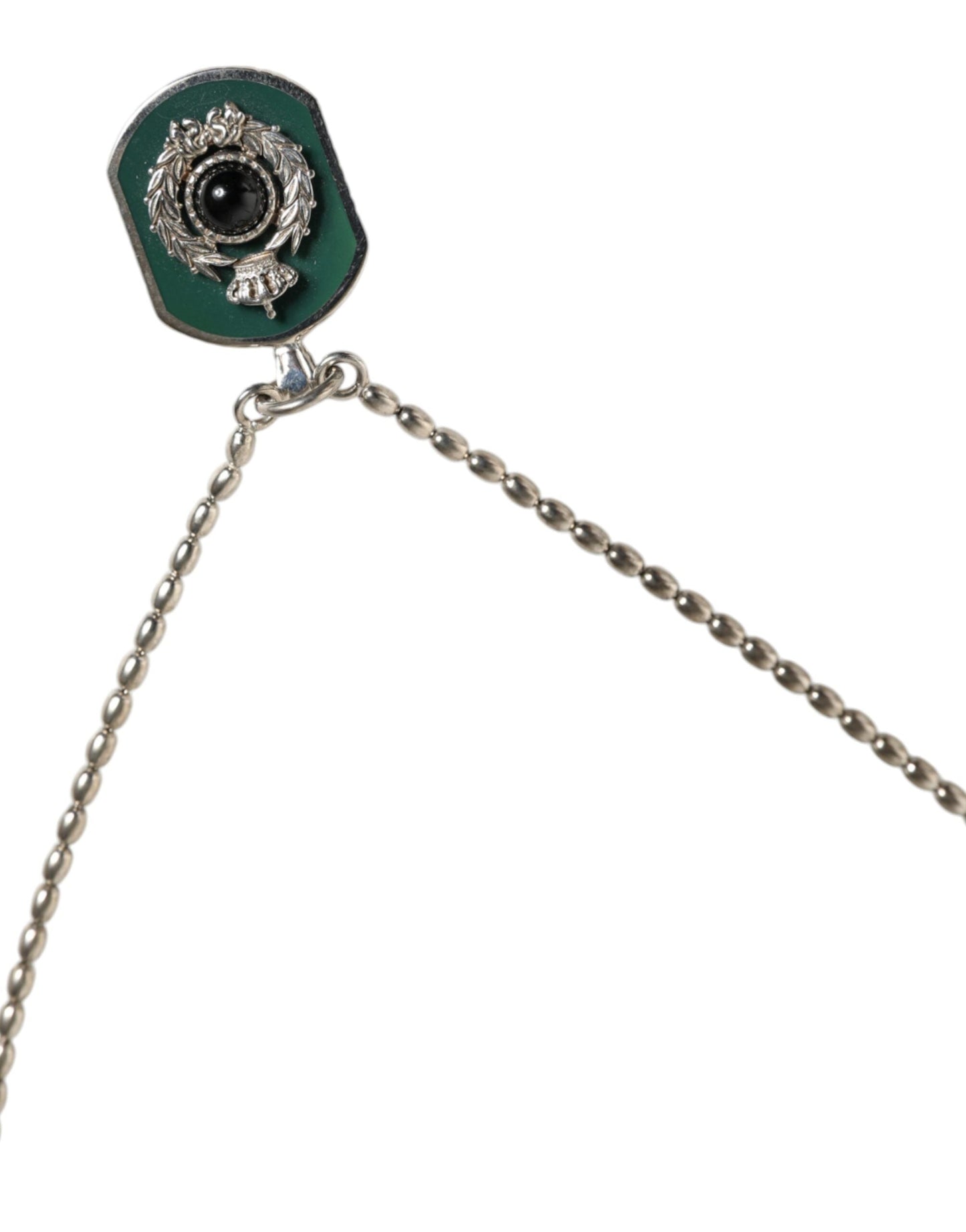 Dolce & Gabbana Sterling Silver 925 Chain Bar Gem Pendant Logo Men's Necklace