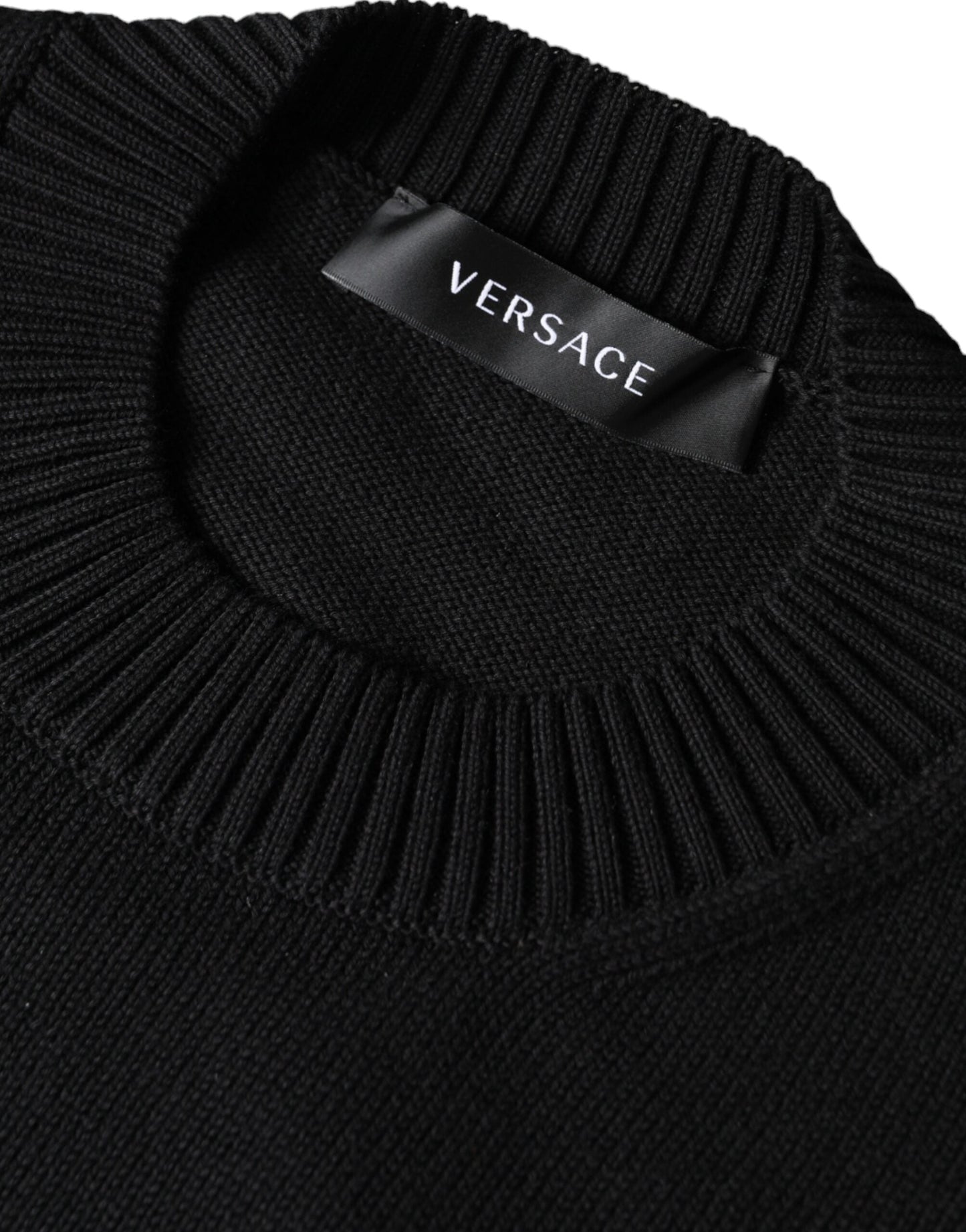 Versace Black Medusa Embroidery Crew Neck Pullover Men's Sweater