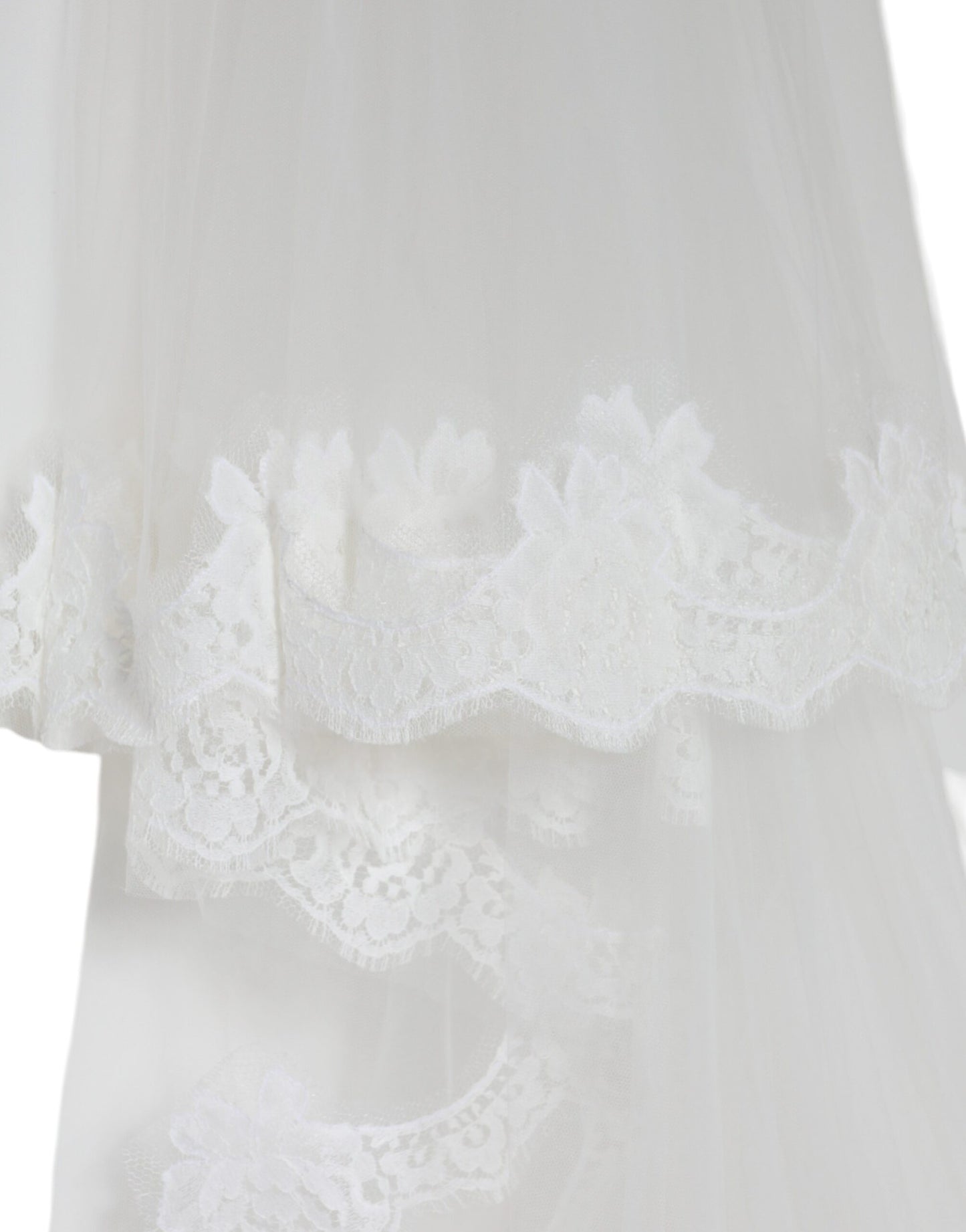Dolce & Gabbana White Floral Lace Nylon Floor Length Wedding Women's Veil