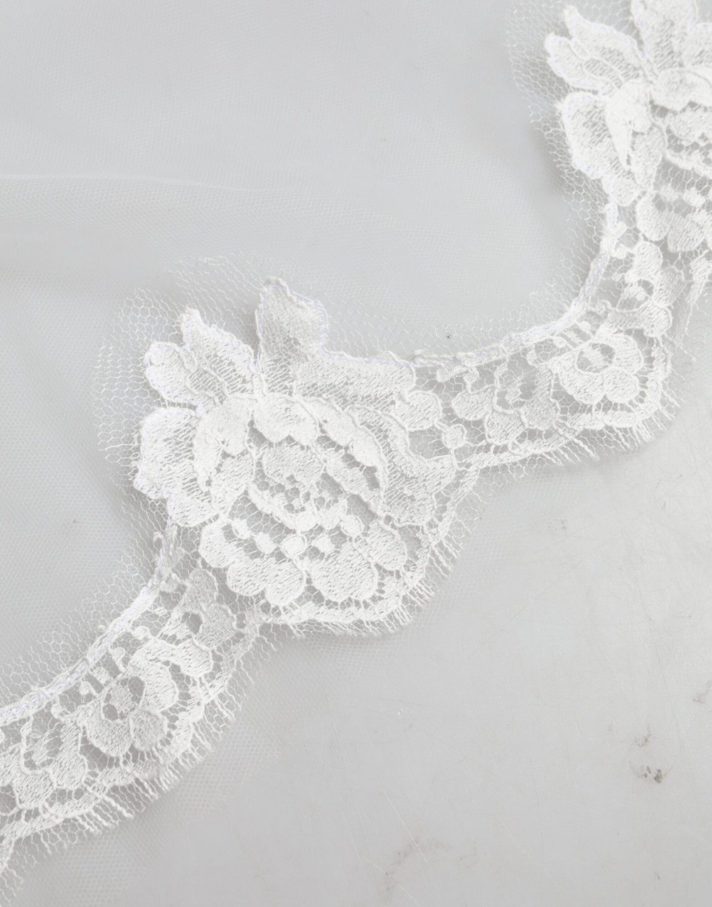 Dolce & Gabbana White Floral Lace Nylon Floor Length Wedding Women's Veil