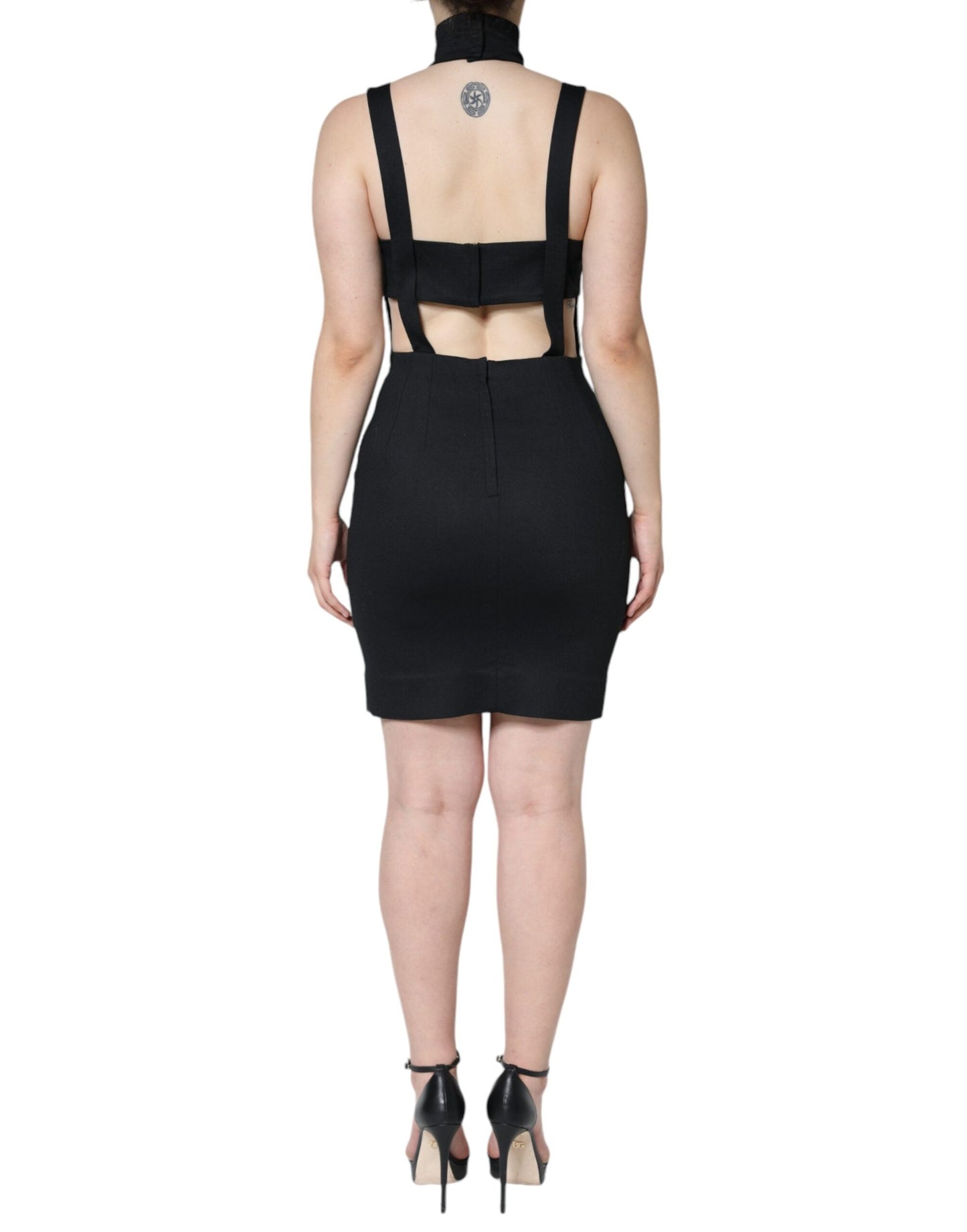 Dolce & Gabbana Black Cut Out Sleeveless Bodycon Mini Women's Dress
