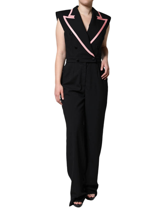 Dolce & Gabbana Black Wool Blend Sleeveless Jumpsuit Women's Dress
