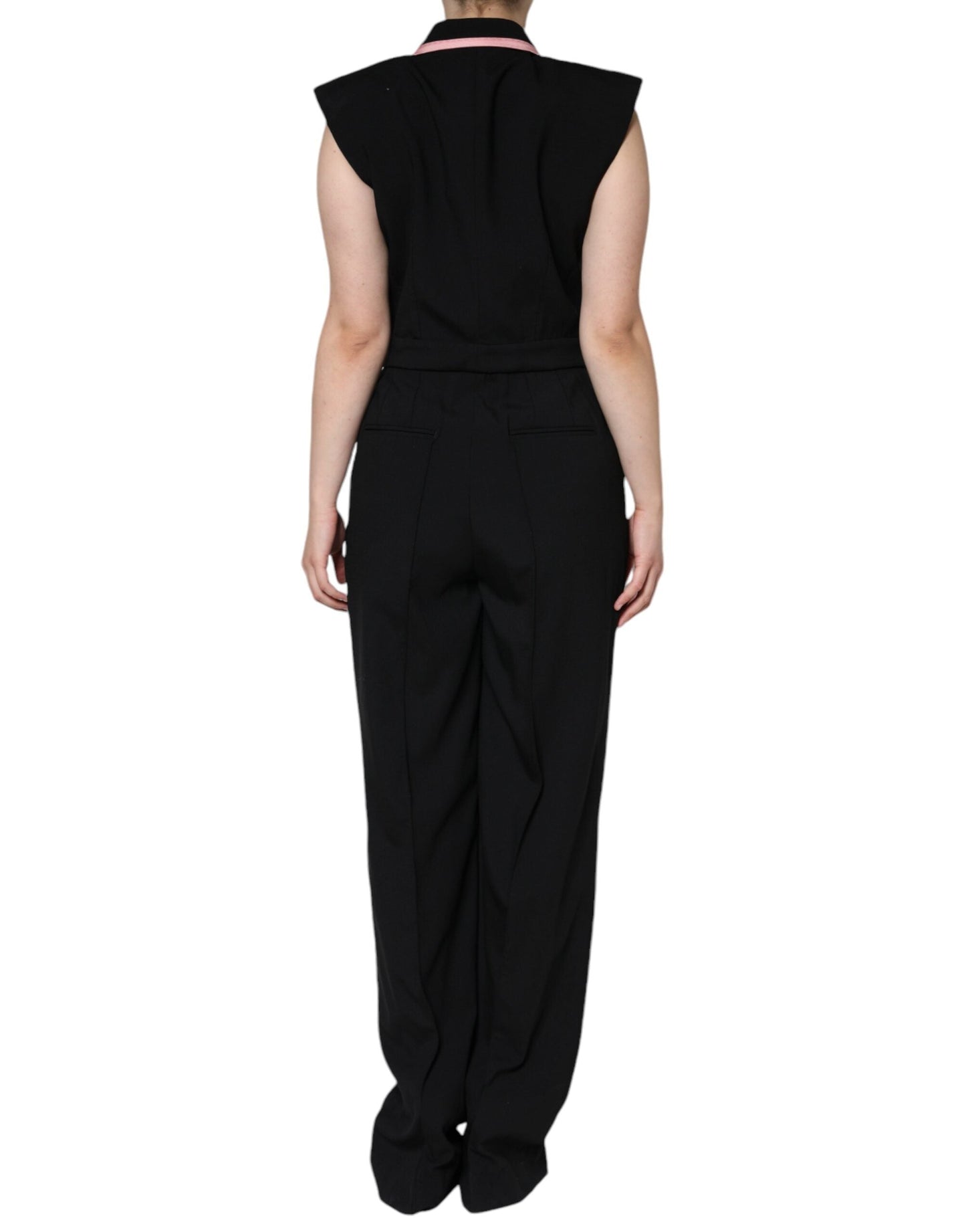 Dolce & Gabbana Black Wool Blend Sleeveless Jumpsuit Women's Dress