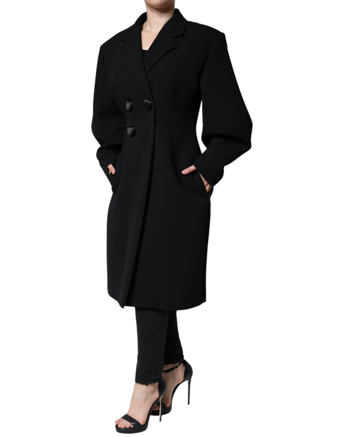 Dolce & Gabbana Black Double Breasted Trench Coat  Jacket (Pre-Owned)