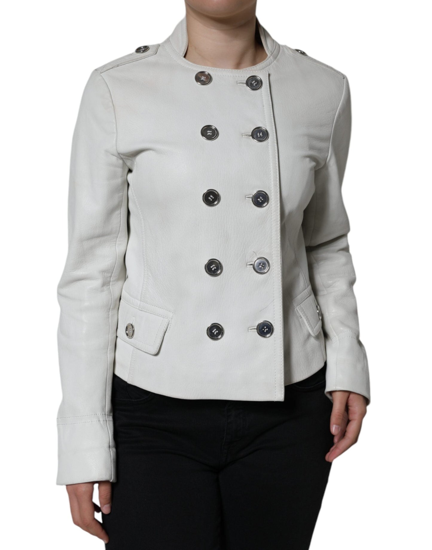 Dolce & Gabbana White Double Breasted Blazer Coat Women's Jacket (Pre-Owned)