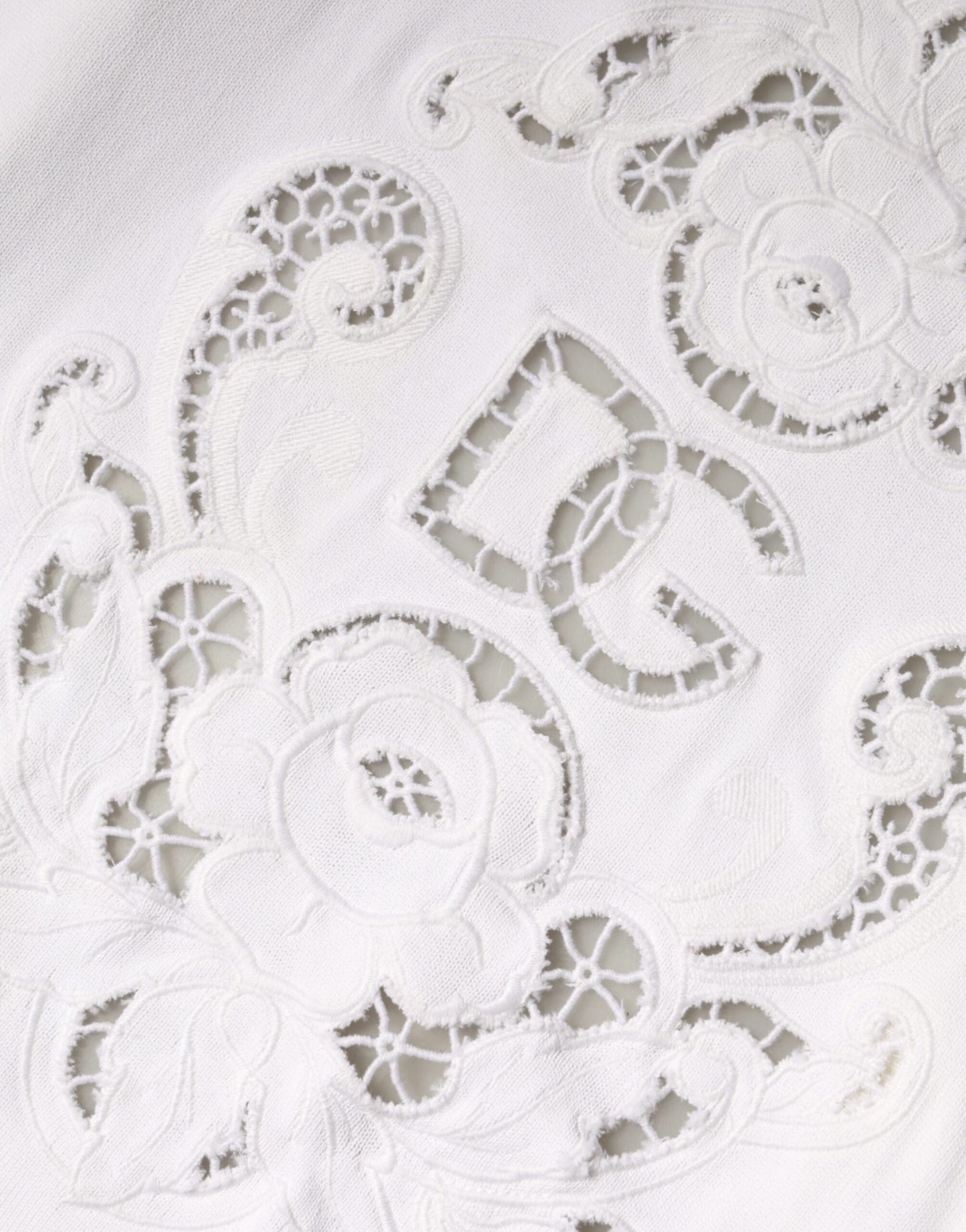 Dolce & Gabbana White Viscose Floral Cut Out Cardigan Women's Sweater (Pre-Owned)