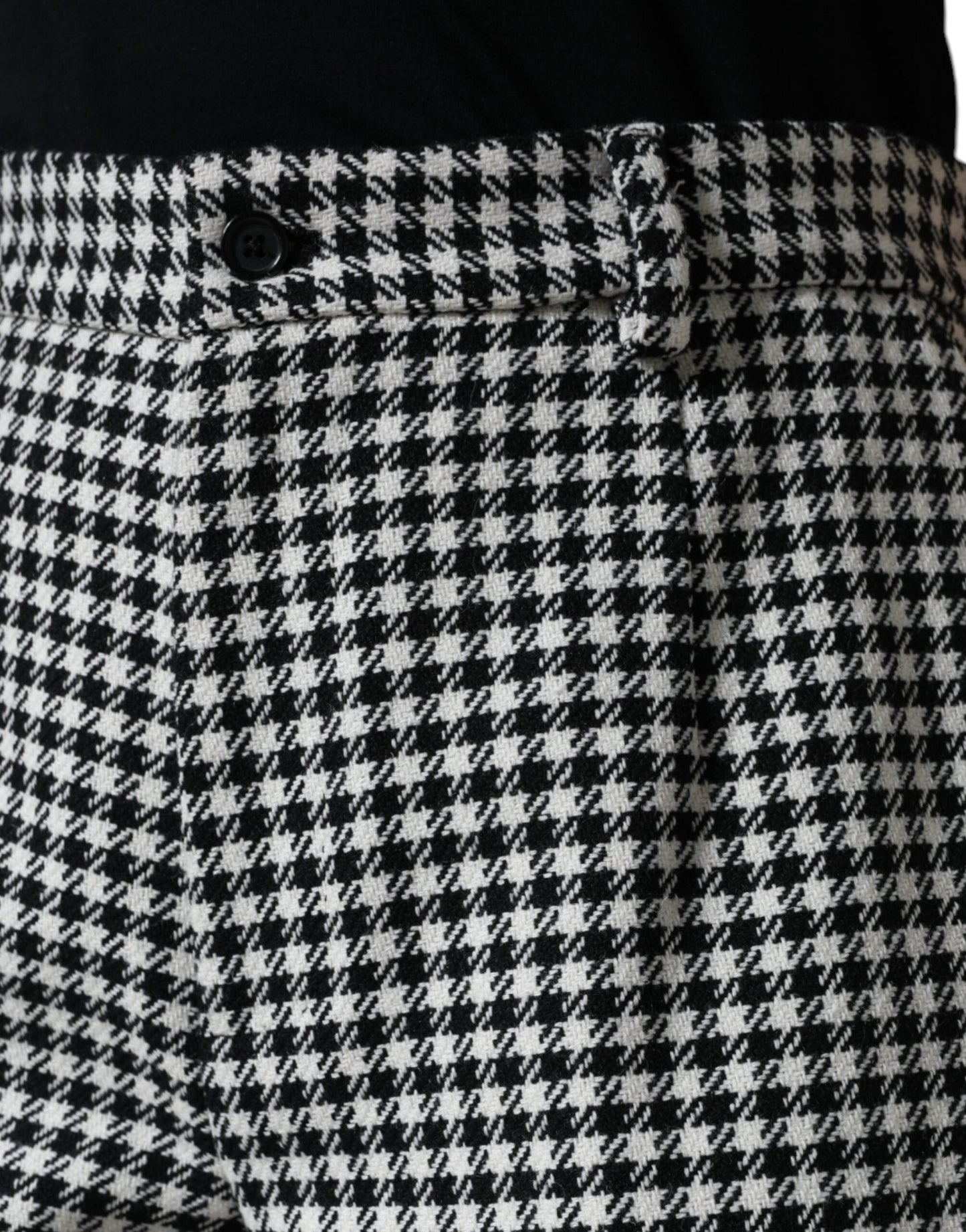 Dolce & Gabbana Black White Houndstooth Cropped Wide Leg Women's Pants