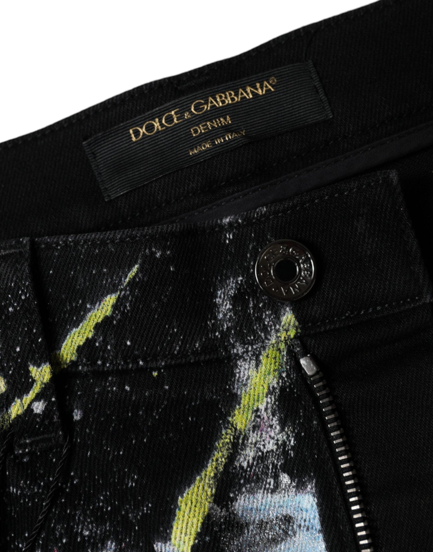 Dolce & Gabbana Multicolor Splatter Paint Cotton Skinny Denim Women's Jeans