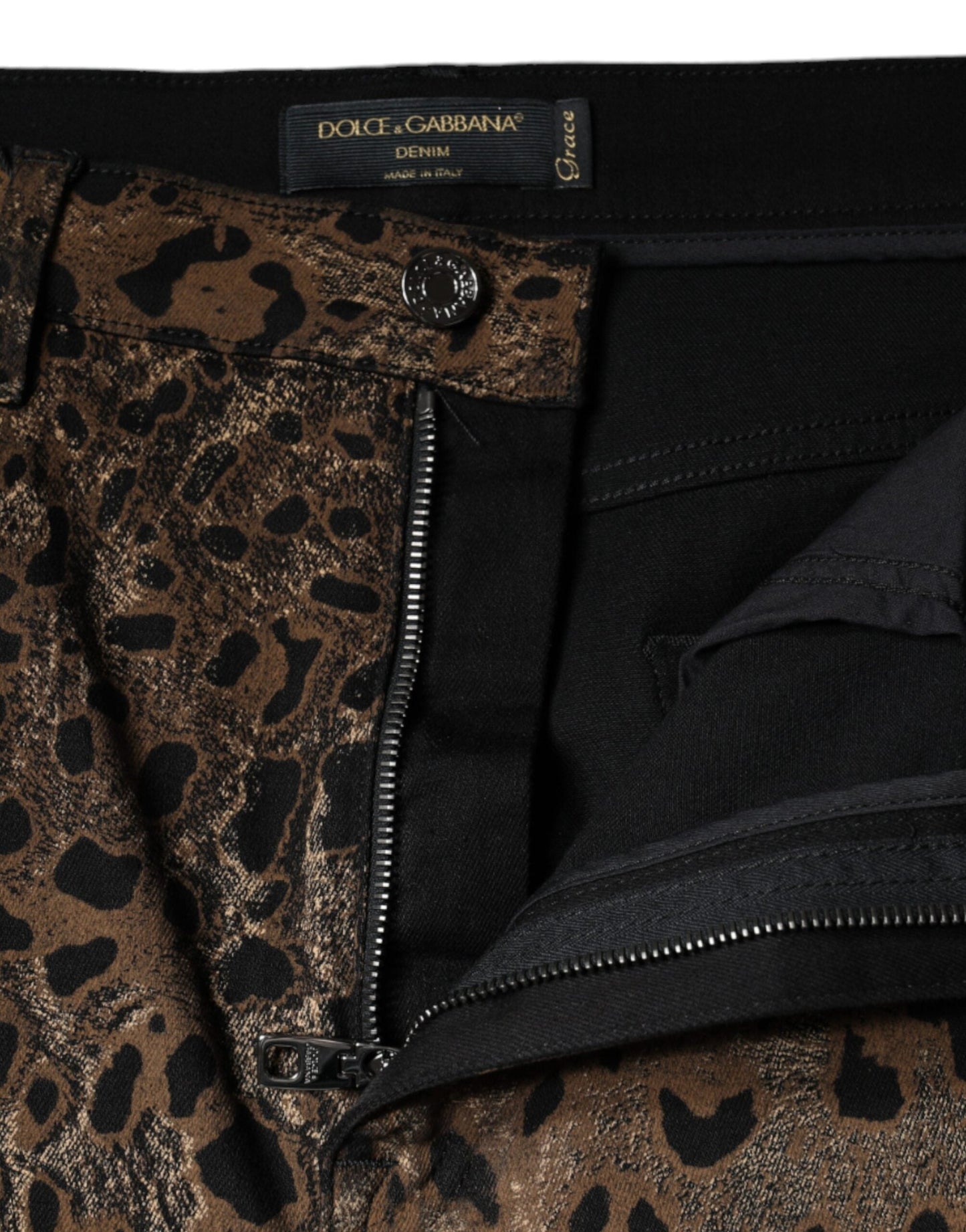 Dolce & Gabbana Brown Leopard Cotton Skinny Denim Women's Jeans