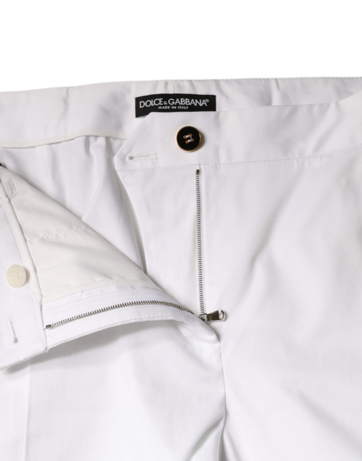 Dolce & Gabbana White Cotton Mid Waist Tapered Denim Women's Jeans (Pre-Owned)