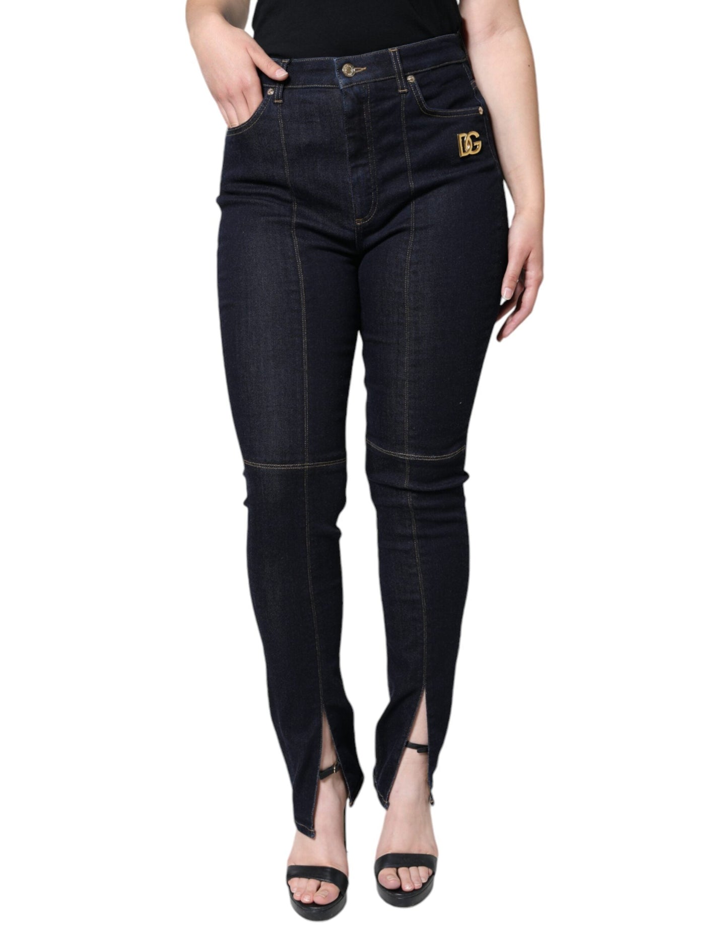 Dolce & Gabbana Black Cotton Blend Skinny Denim Women's Jeans