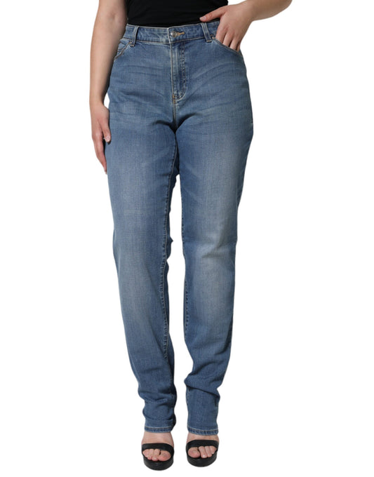 Emporio Armani Blue Washed High Waisted Skinny Women Denim Women's Jeans (Pre-Owned)
