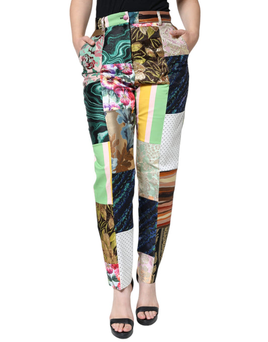 Dolce & Gabbana Multicolor Patchwork Jacquard High Waist Women's Pants