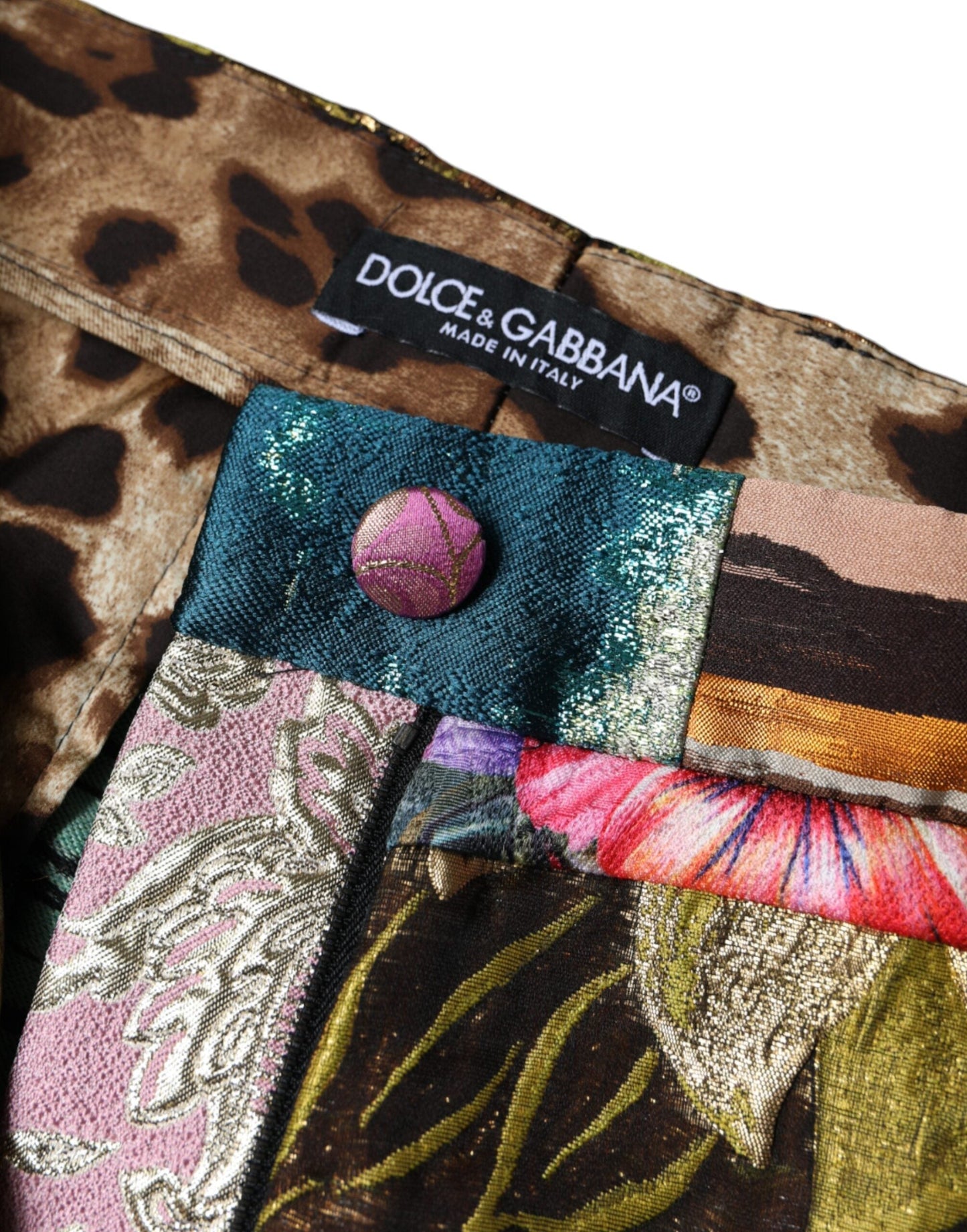 Dolce & Gabbana Multicolor Patchwork Jacquard High Waist Women's Pants