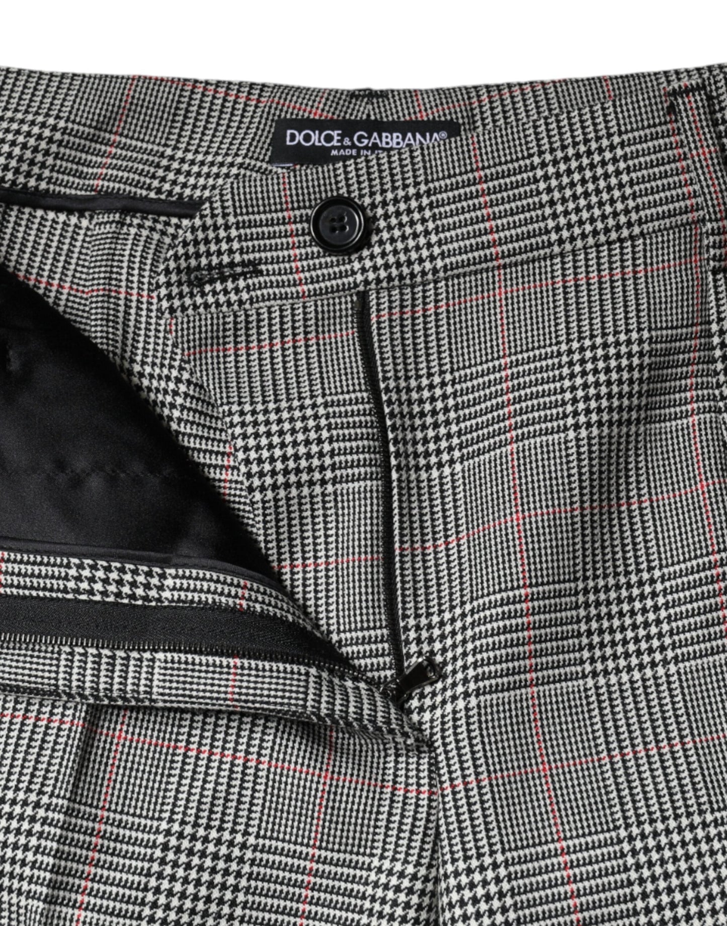 Dolce & Gabbana Gray Plaid Wool Mid Waist Women Tapered Women's Pants (Pre-Owned)