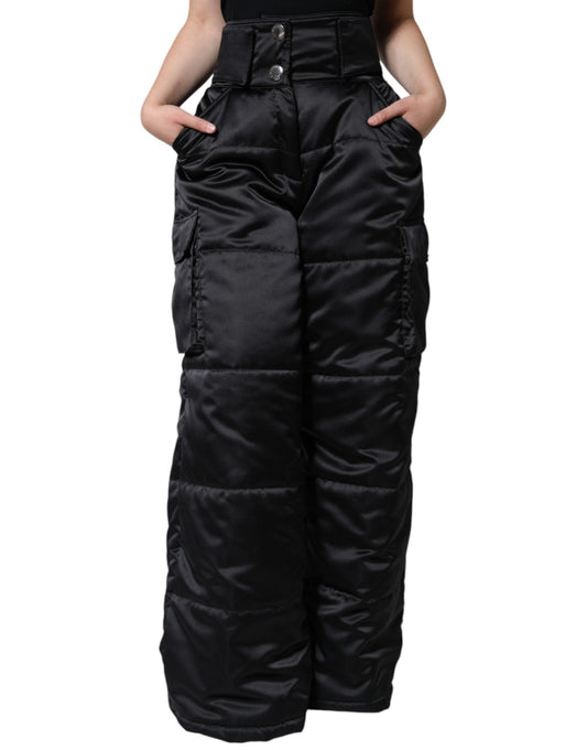 Dolce & Gabbana Black Quilted High Waist Women Boot Cut Women's Pants