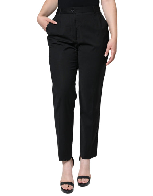 Dolce & Gabbana Black High Waist Tapered Women's Pants (Pre-Owned)