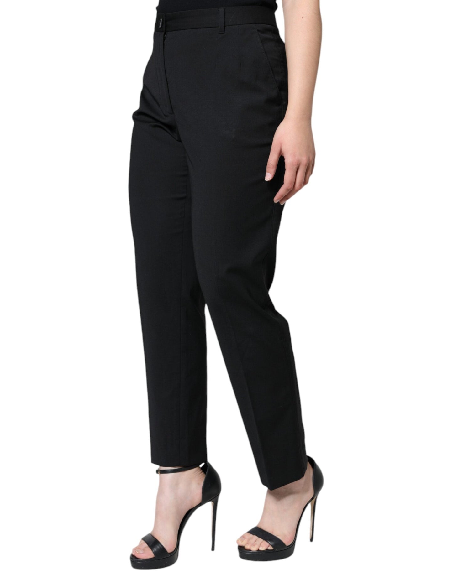 Dolce & Gabbana Black High Waist Tapered Women's Pants (Pre-Owned)