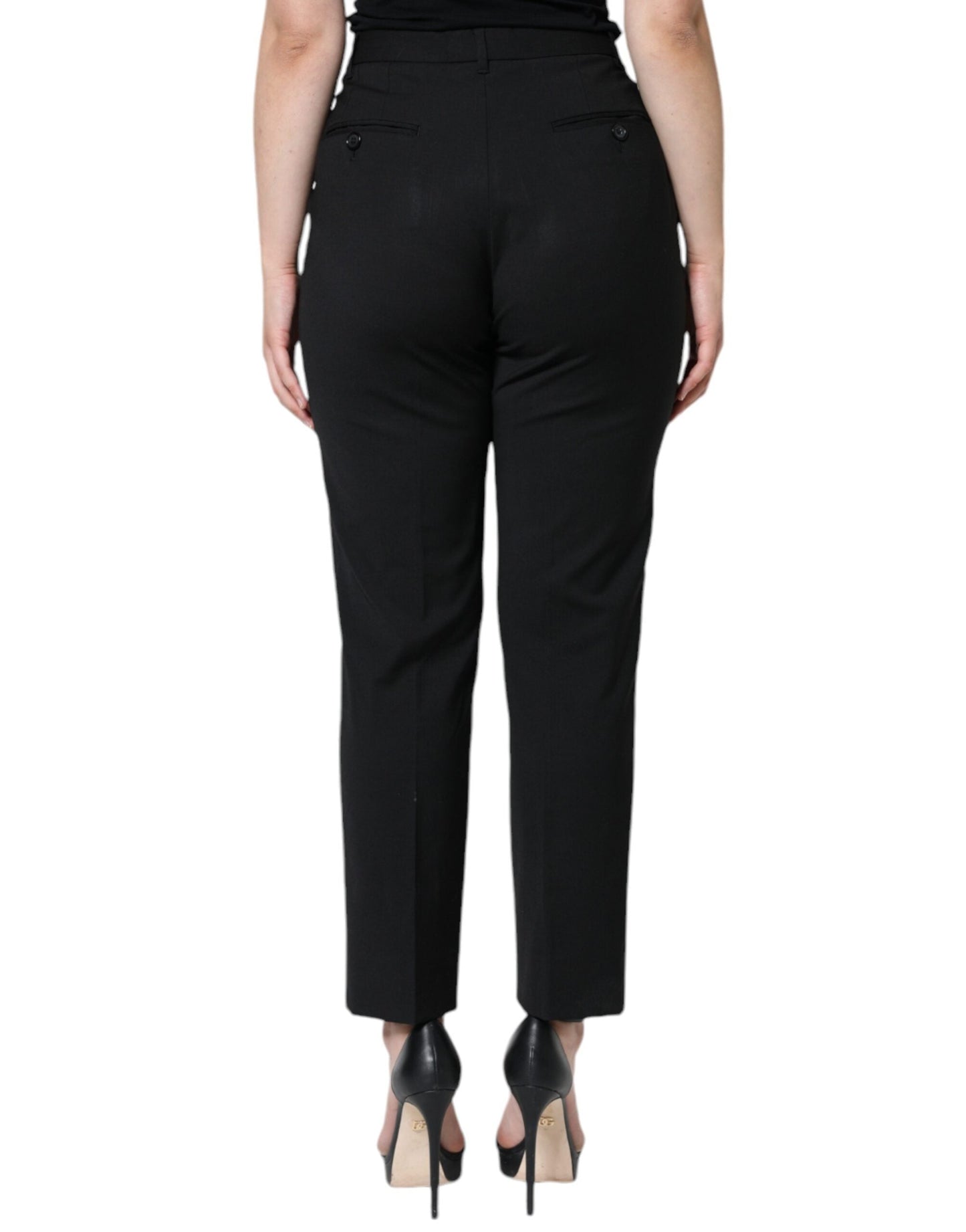 Dolce & Gabbana Black High Waist Tapered Women's Pants (Pre-Owned)