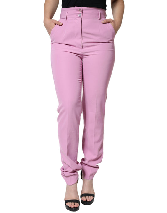 Dolce & Gabbana Pink Polyester High Waist Women Tapered Women's Pants