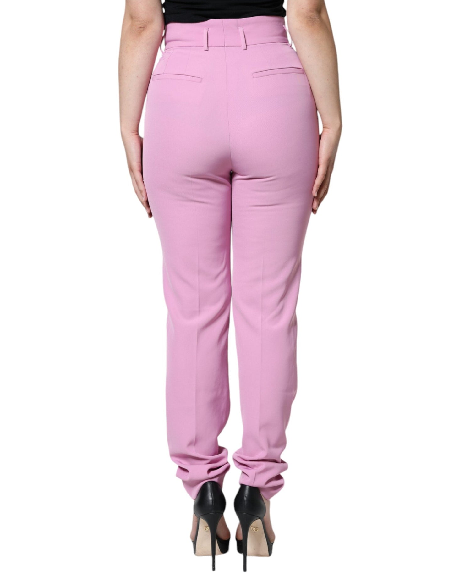 Dolce & Gabbana Pink Polyester High Waist Women Tapered Women's Pants