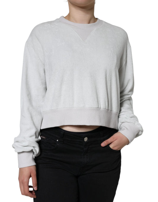 Dolce & Gabbana White Nylon Stretch Crew Neck Pullover Women's Sweater