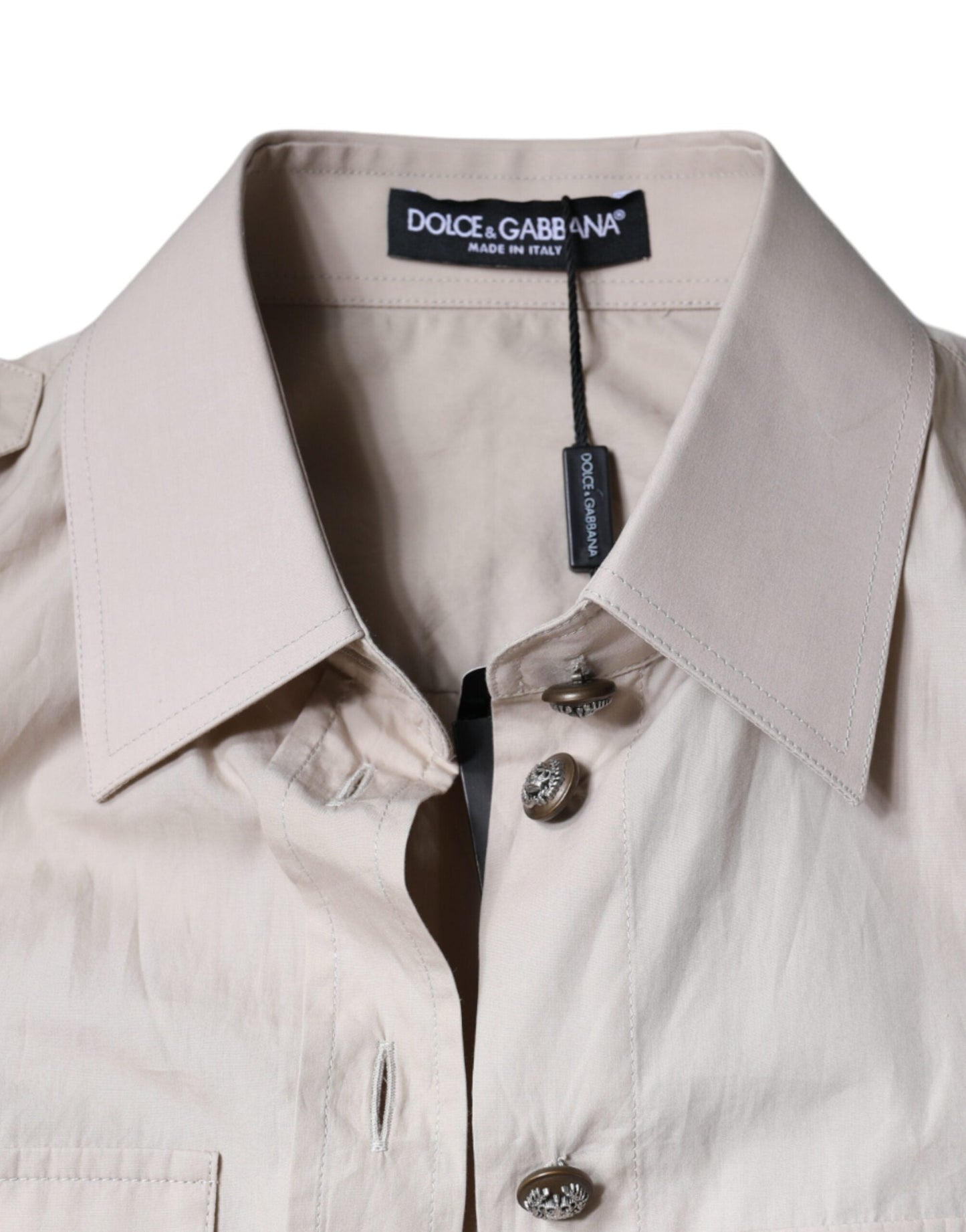 Dolce & Gabbana Beige Cotton Collared Button Down Shirt Women's Top (Pre-Owned)