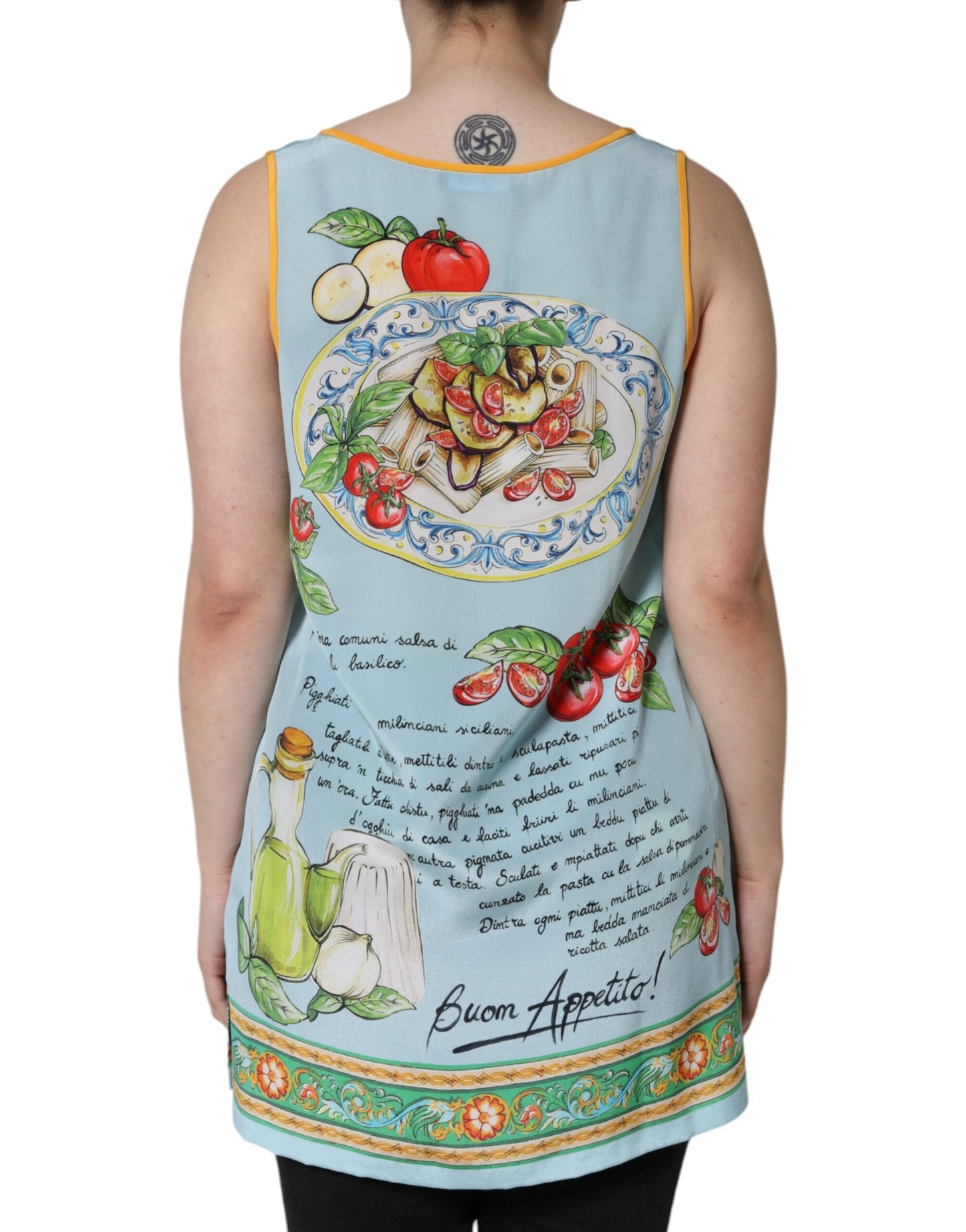 Dolce & Gabbana Multicolor Pasta Alla Norma Print Tank Women's Top