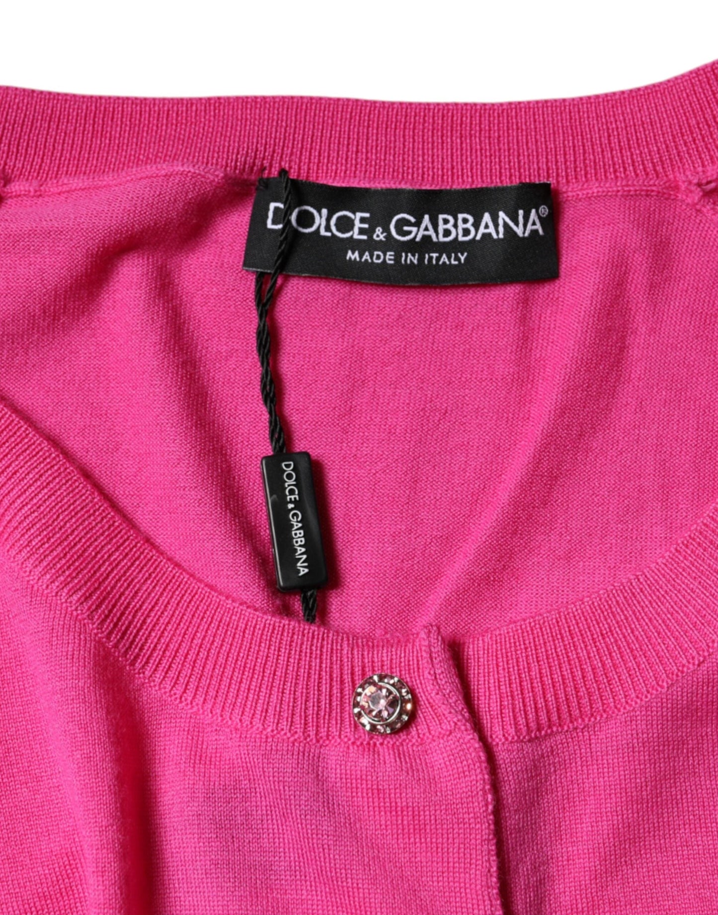 Dolce & Gabbana Pink Wool Button Down Short Sleeve Blouse Women's Top