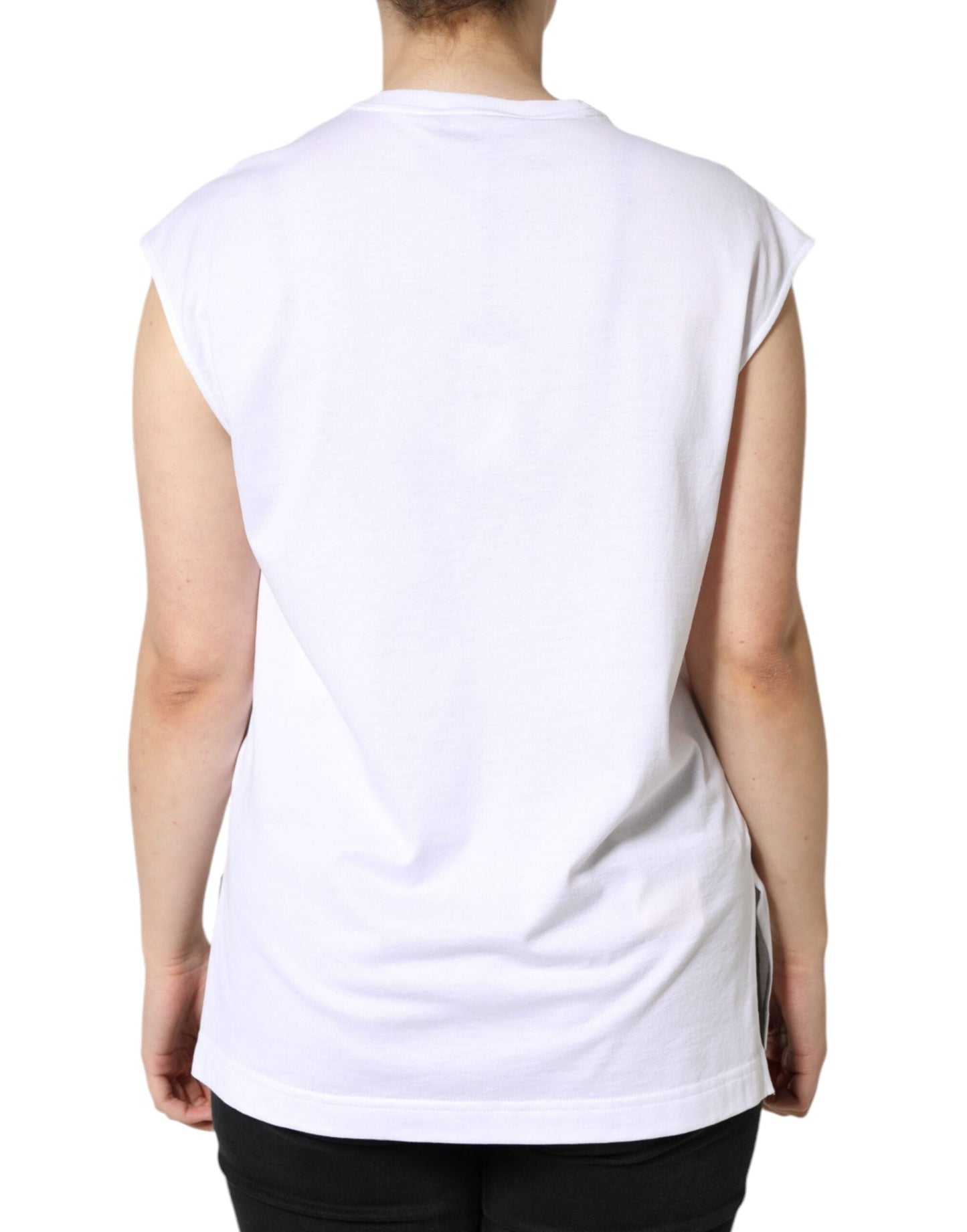 Dolce & Gabbana White Cotton Sleeveless Crew Neck Women's T-shirt (Pre-Owned)