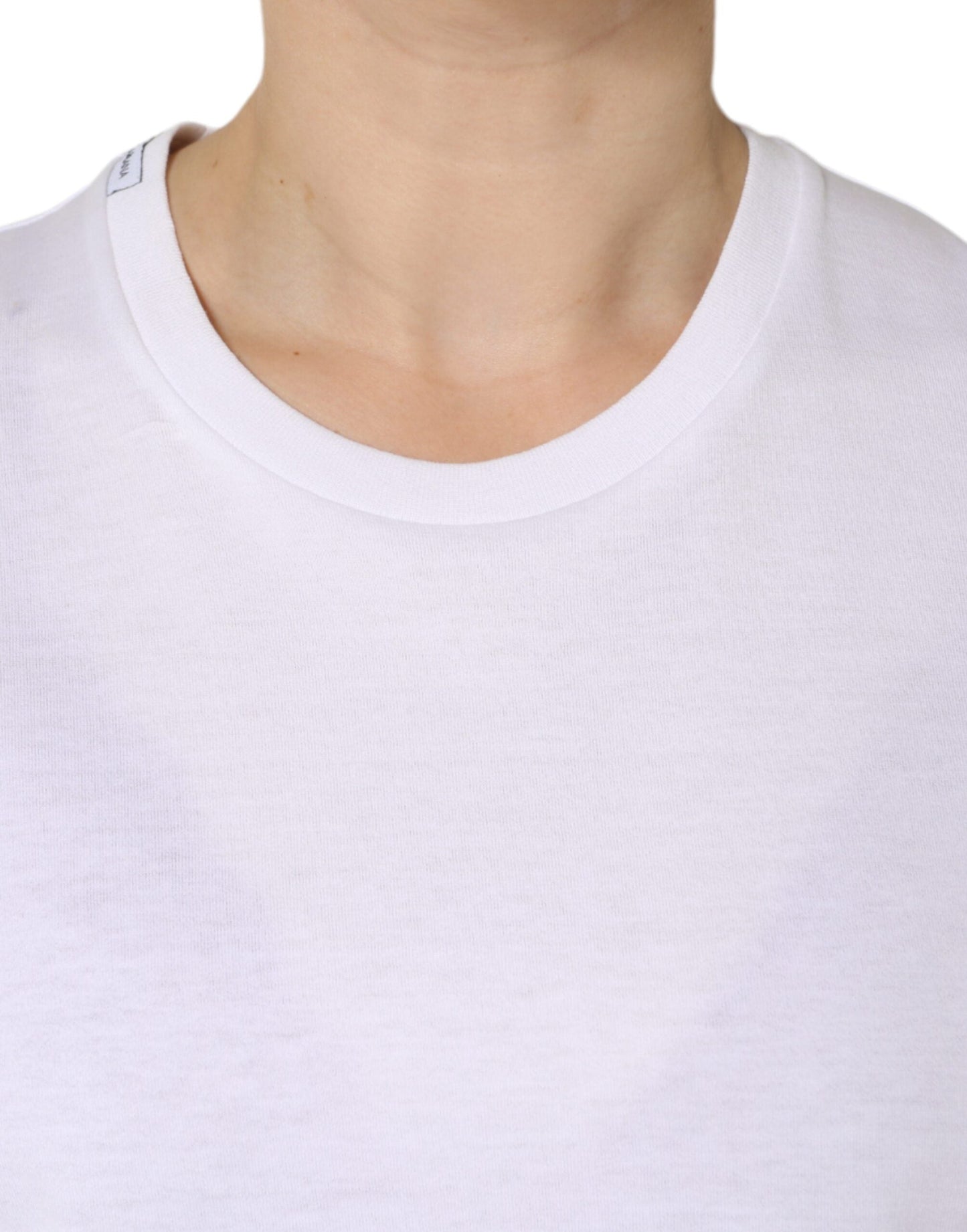 Dolce & Gabbana White Cotton Sleeveless Crew Neck Women's T-shirt (Pre-Owned)