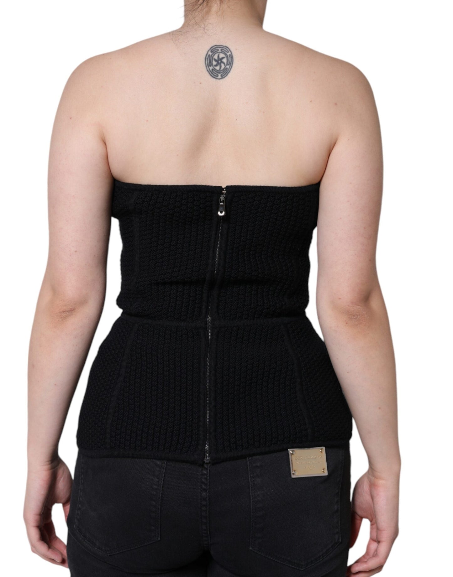 Dolce & Gabbana Black Bustier Sleeveless Corset Blouse Women's Top