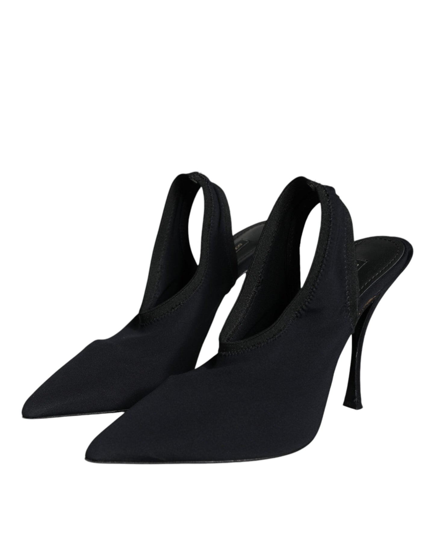 Dolce & Gabbana Black Jersey Stretch Heels Slingback Women's Shoes (Pre-Owned)