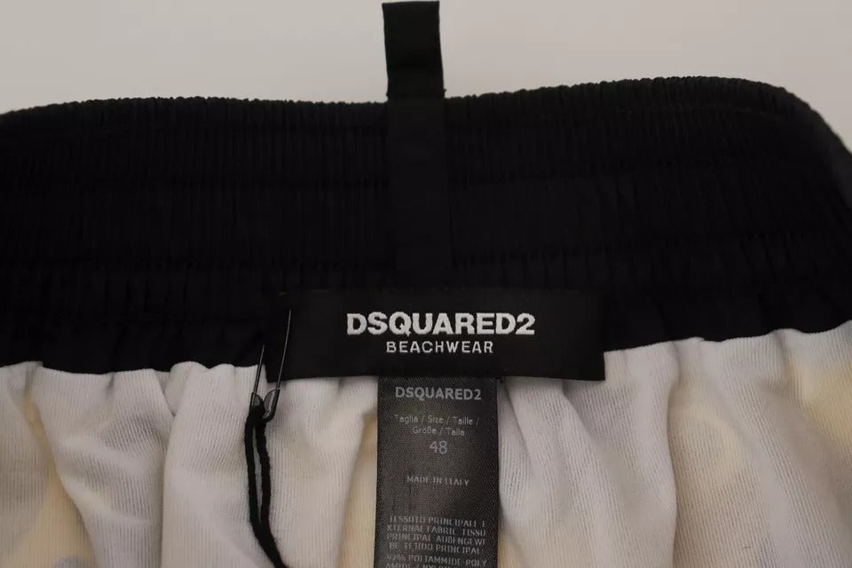Dsquared�� Yellow Black Printed Nylon Beachwear Shorts Men's Swimwear