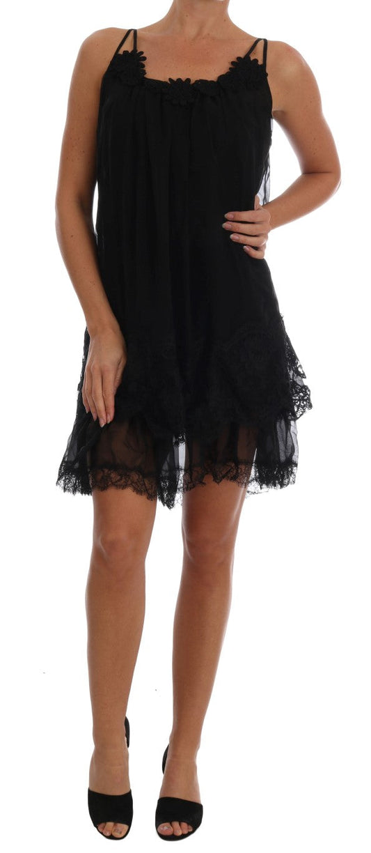 Dolce & Gabbana Black Silk Lace Chemise Women's Dress