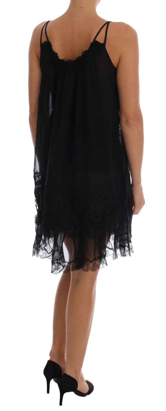 Dolce & Gabbana Black Silk Lace Chemise Women's Dress