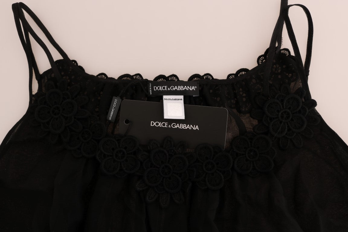 Dolce & Gabbana Black Silk Lace Chemise Women's Dress