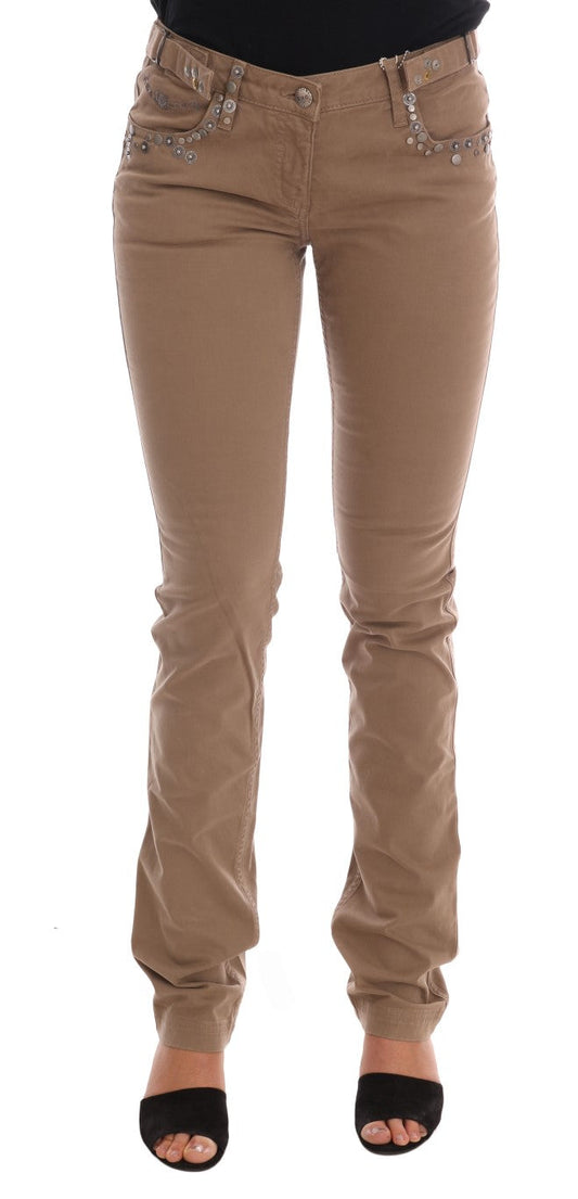 Costume National Beige Cotton Stretch Slim Fit Women's Jeans