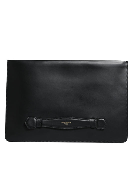 Dolce & Gabbana Black Calfskin Leather Mediterranean Pouch Women's Bag (Pre-Owned)