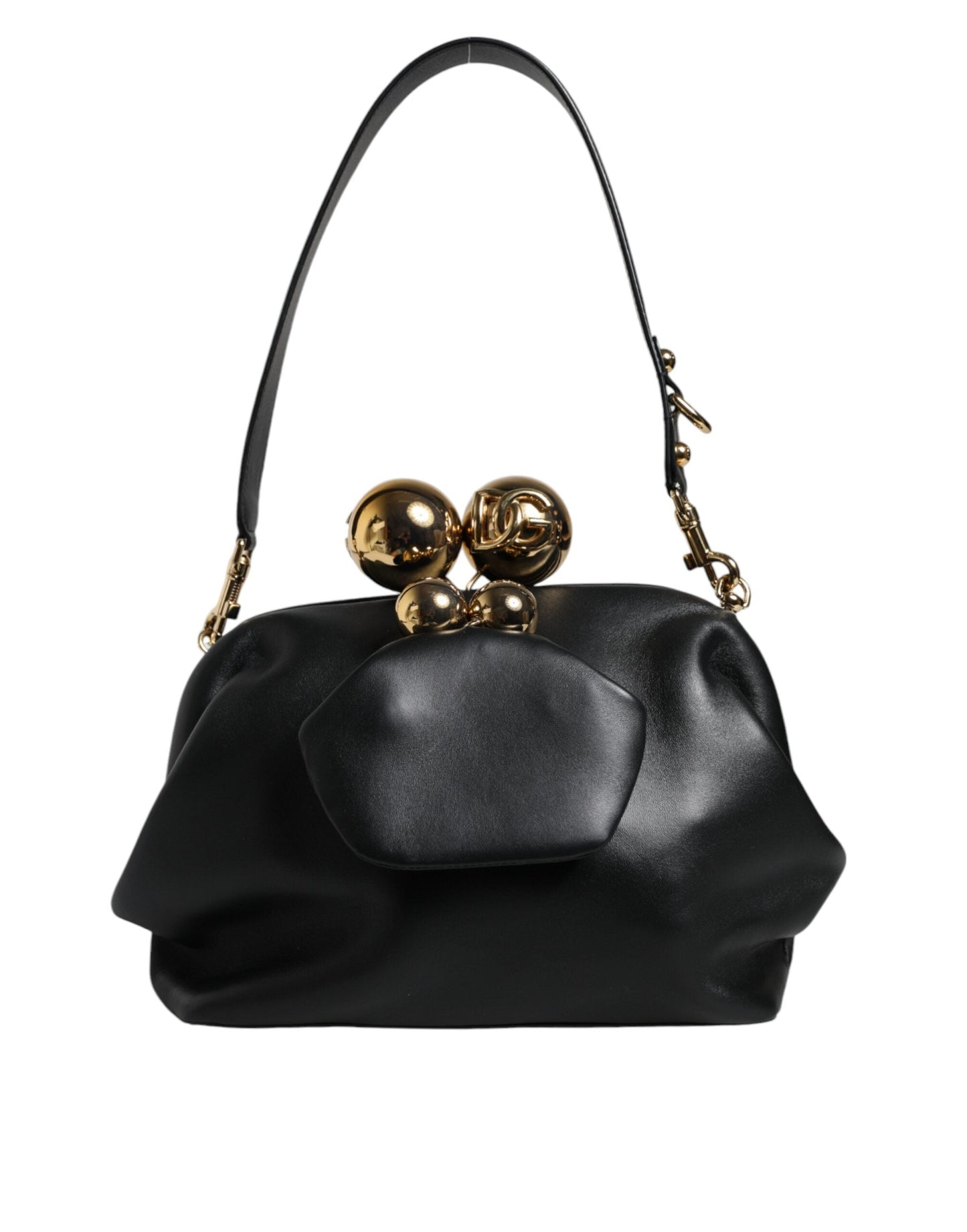 Dolce & Gabbana Black Calfskin Leather Shoulder Clutch Women's Bag (Pre-Owned)