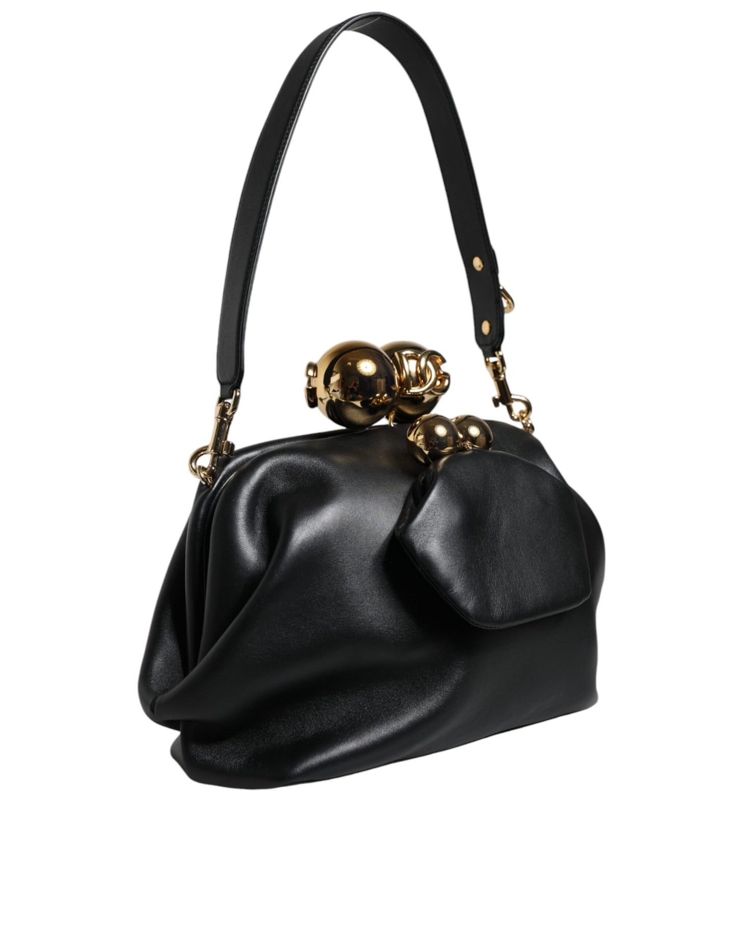 Dolce & Gabbana Black Calfskin Leather Shoulder Clutch Women's Bag (Pre-Owned)