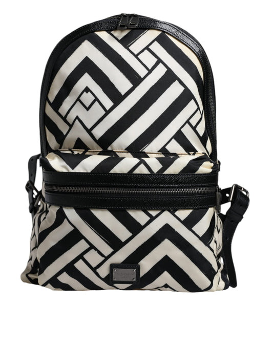 Dolce & Gabbana Black White Nylon Leather Travel Back Pack Women's Bag (Pre-Owned)