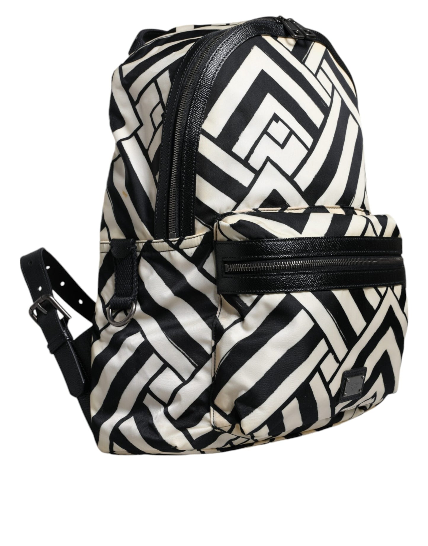 Dolce & Gabbana Black White Nylon Leather Travel Back Pack Women's Bag (Pre-Owned)