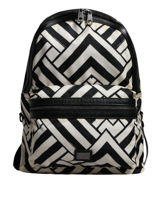 Dolce & Gabbana Black White Nylon Leather Travel Back Pack Women's Bag (Pre-Owned)