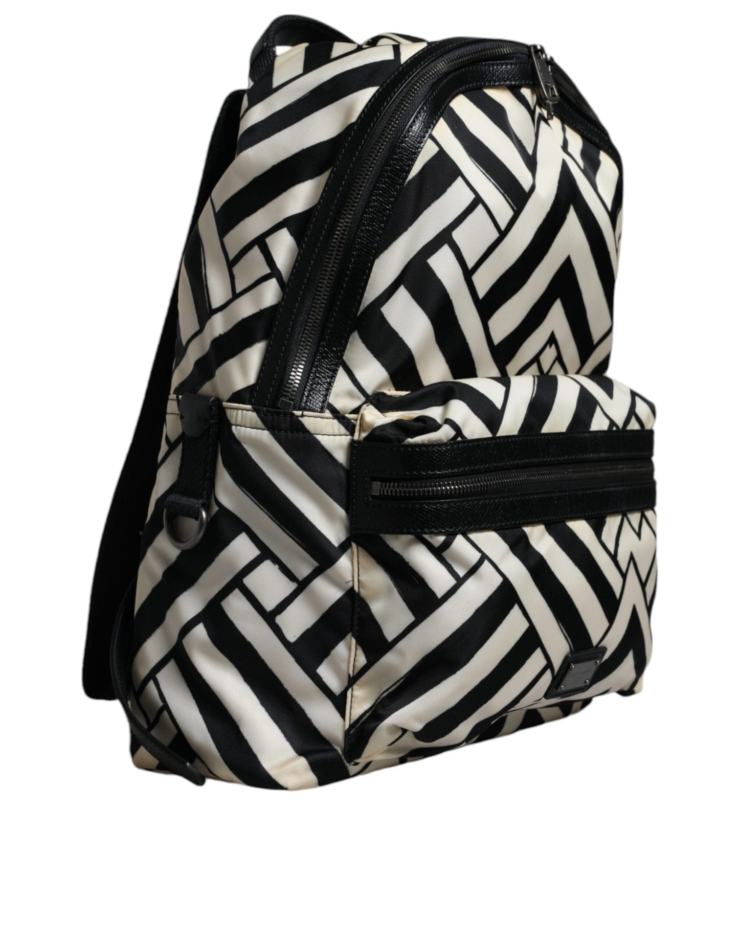 Dolce & Gabbana Black White Nylon Leather Travel Back Pack Women's Bag (Pre-Owned)