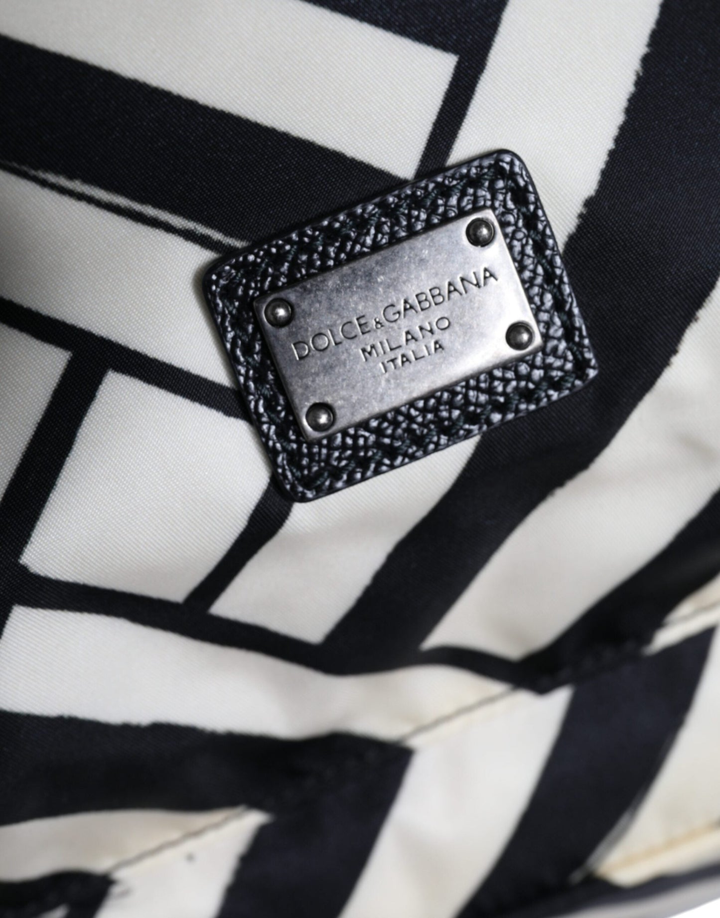 Dolce & Gabbana Black White Nylon Leather Travel Back Pack Women's Bag (Pre-Owned)
