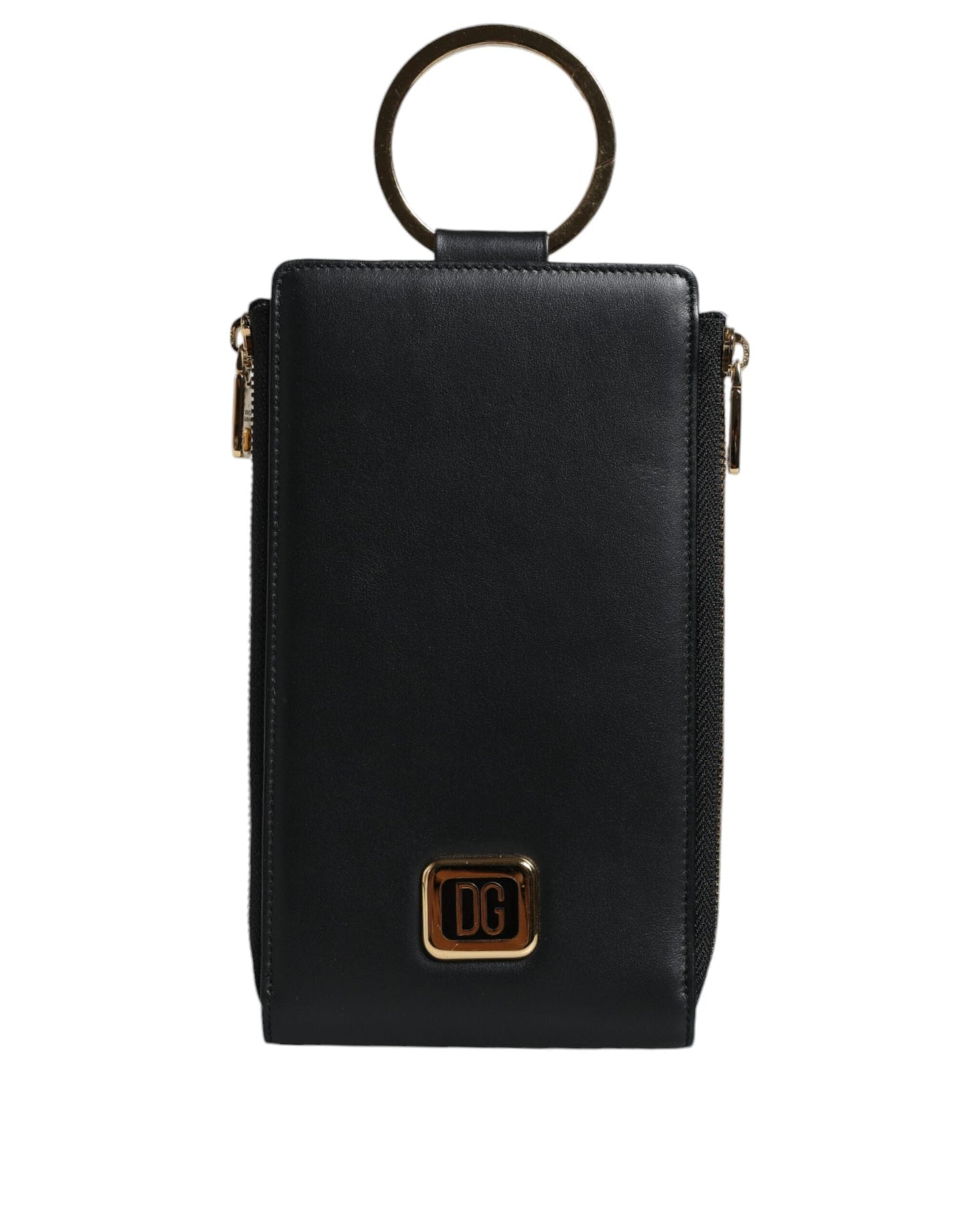 Dolce & Gabbana Black Leather Logo Plaque Neck Strap Card Coin Women's Wallet (Pre-Owned)