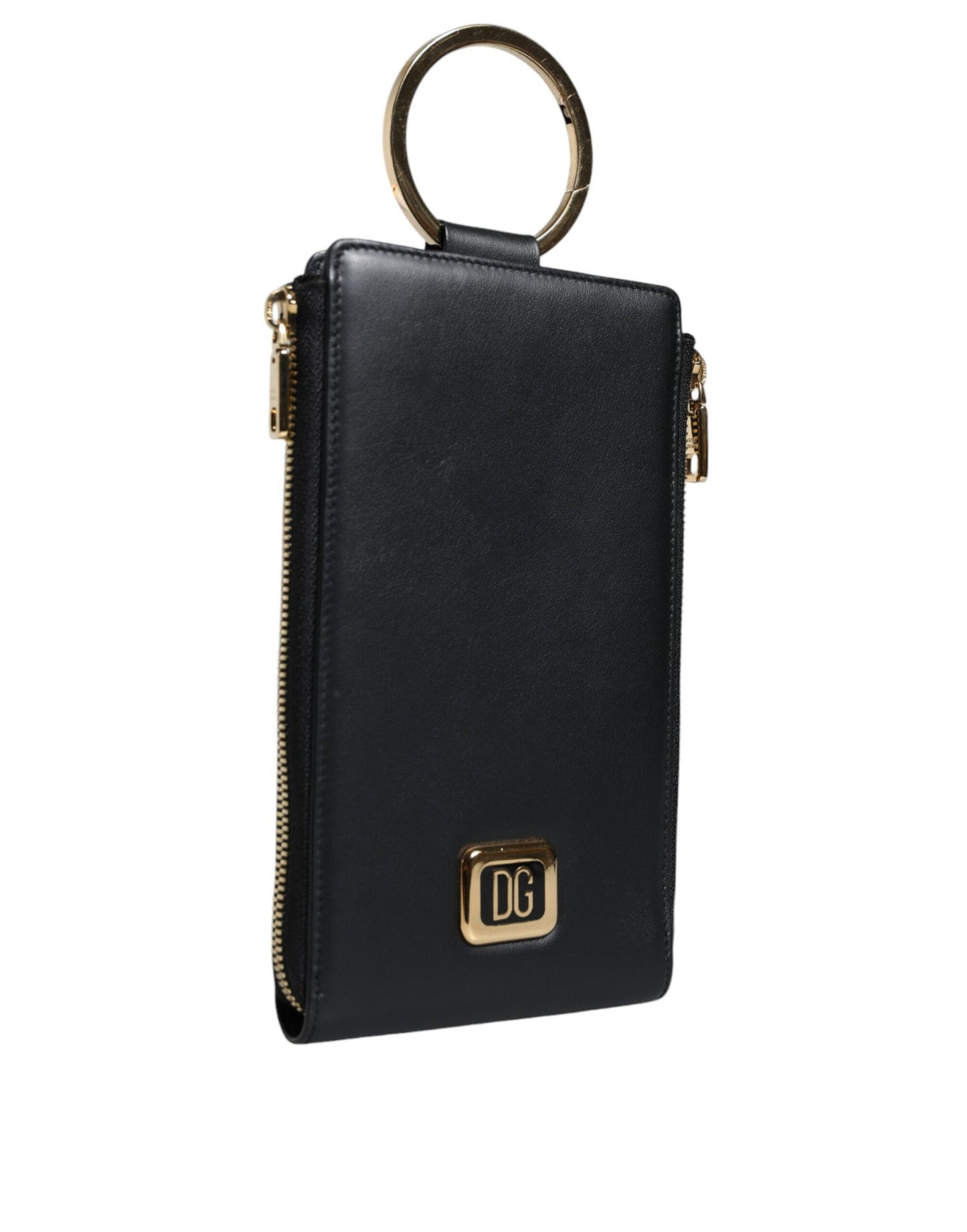 Dolce & Gabbana Black Leather Logo Plaque Neck Strap Card Coin Women's Wallet (Pre-Owned)