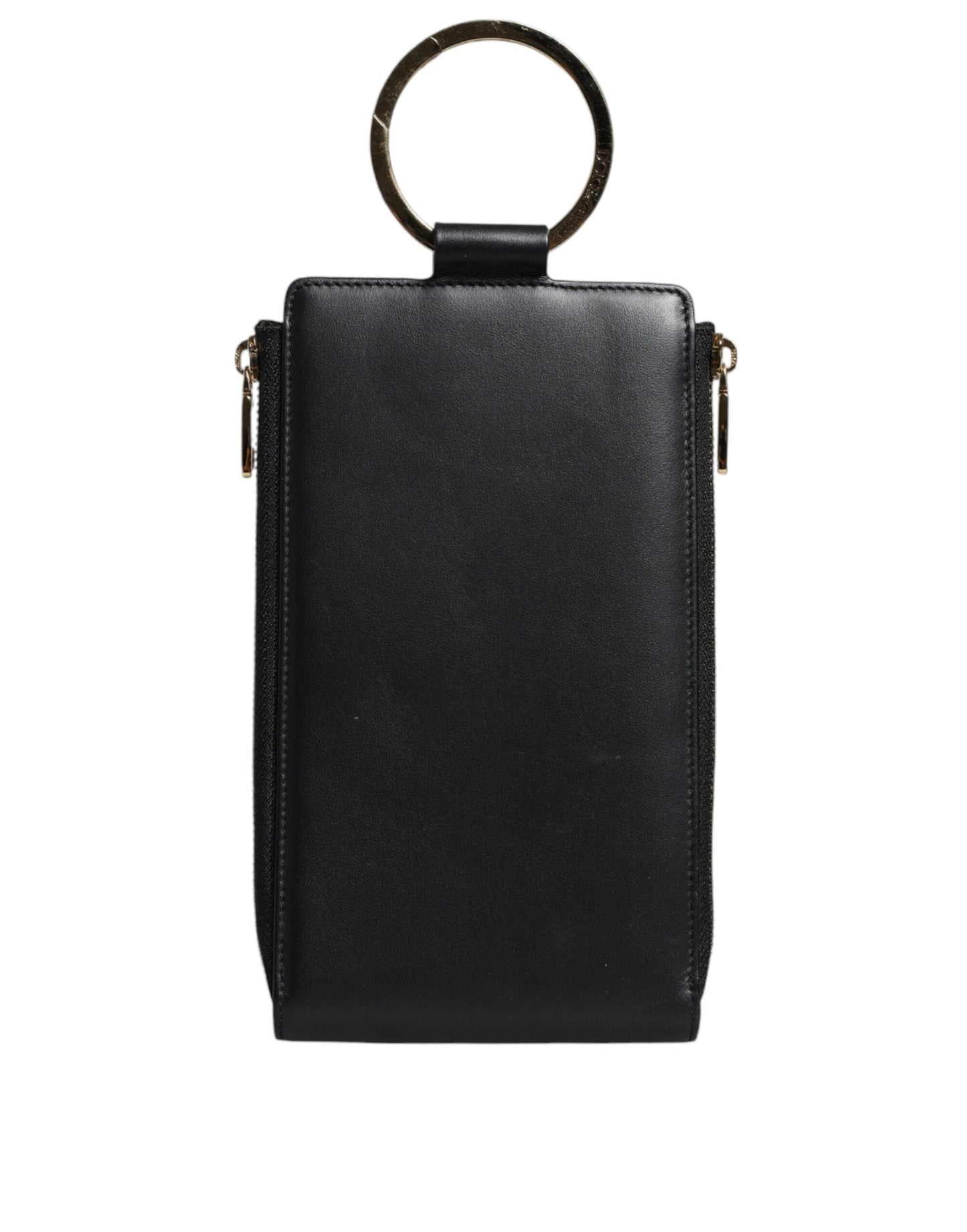 Dolce & Gabbana Black Leather Logo Plaque Neck Strap Card Coin Women's Wallet (Pre-Owned)